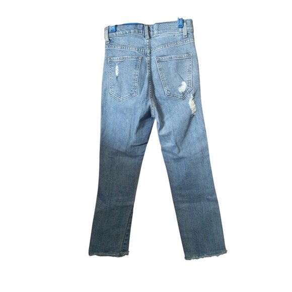 REVICE Size 25 Women's Blue Button Fly High Rise Distressed Raw Hem Denim Jeans - Picture 4 of 5